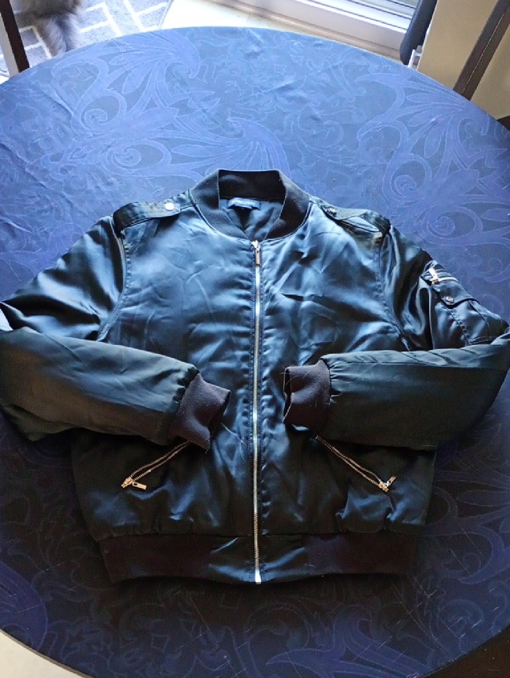 Marciano Black Satin Bomber Jacket